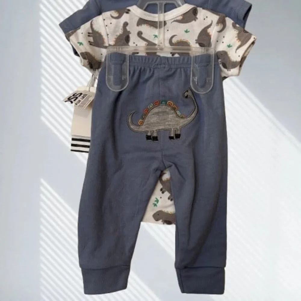 Nine West Infants Boys 3/6M Onesie Set NWT Multi Color Dinosaur